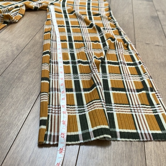 Zara Trafaluc Mustard Yellow green Plaid tartan Jumpsuit S Wide Leg cami strap - Picture 10 of 14